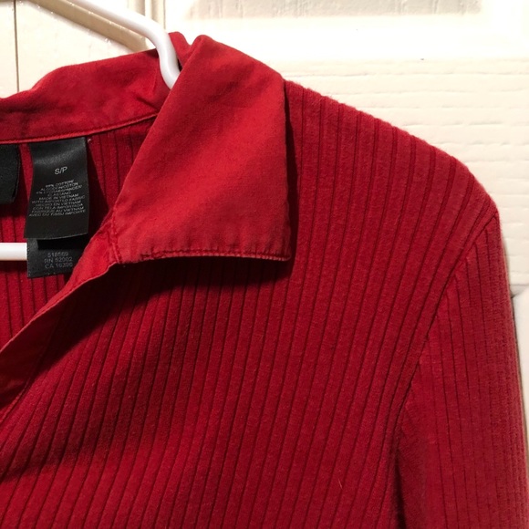 Red Long Sleeve Blouse - Picture 4 of 6